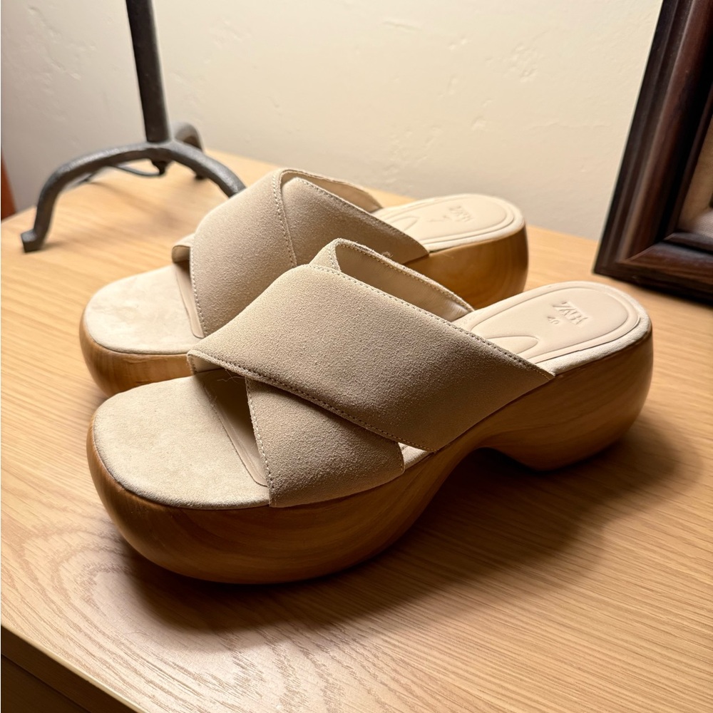 Zara Split Suede Platform Sandals - image 3